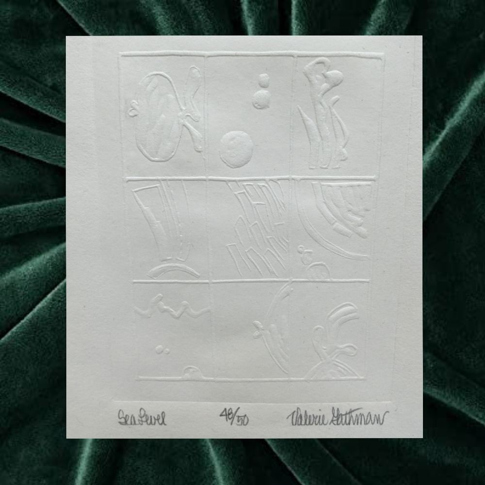 🙋 10/$20. Handmade Embossed Art on White Background